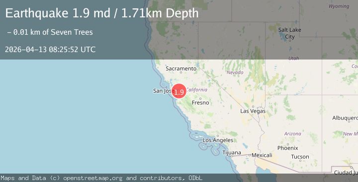 Map of 15 km E of Seven Trees, CA