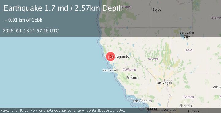 Map of 5 km WNW of Cobb, CA