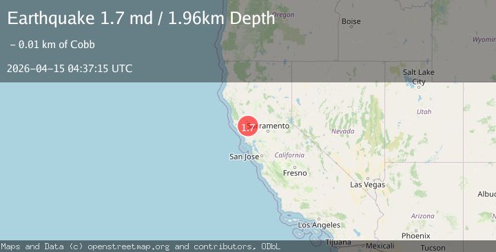 Map of 5 km WNW of Cobb, CA