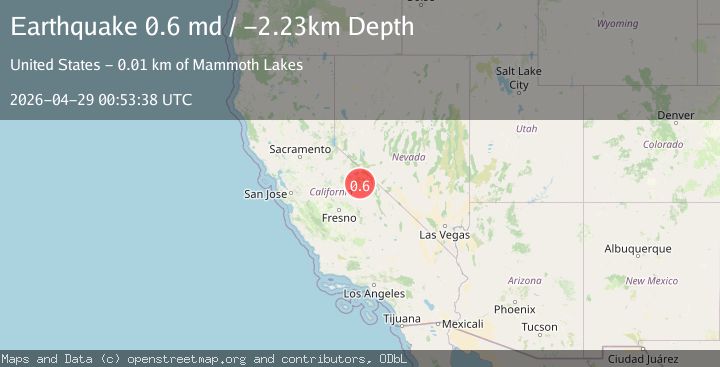 Map of 11 km ENE of Mammoth Lakes, CA