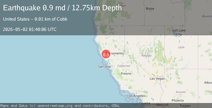Map of 2 km W of The Geysers, CA