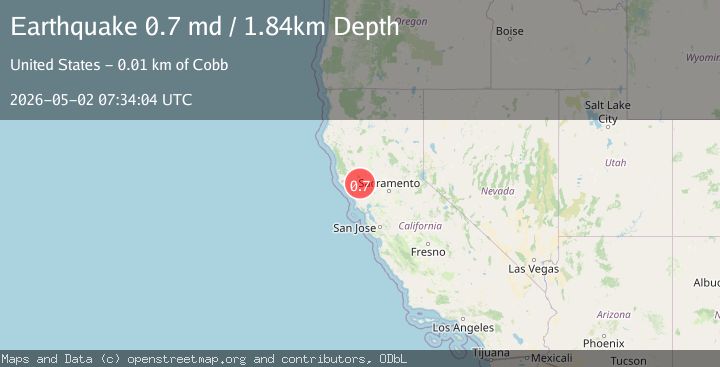 Map of 5 km WNW of Cobb, CA