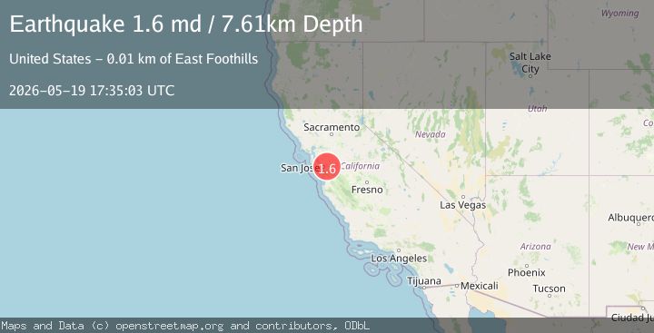 Map of 11 km E of Alum Rock, CA