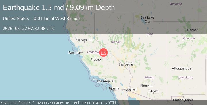 Map of 11 km WSW of West Bishop, CA