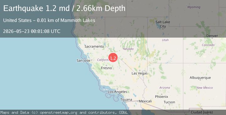 Map of 12 km E of Mammoth Lakes, CA