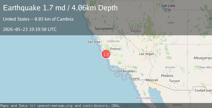 Map of 20 km N of San Simeon, CA