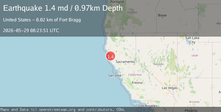 Map of 17 km ENE of Fort Bragg, CA