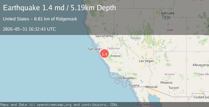 Map of 7 km SW of Ridgemark, CA