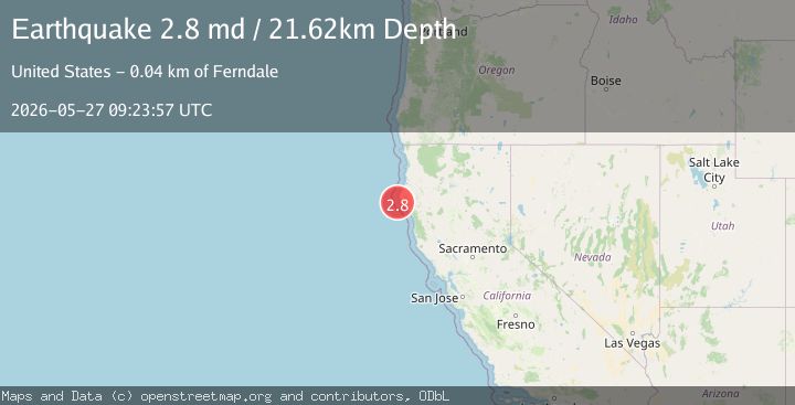 Map of 18 km WSW of Petrolia, CA