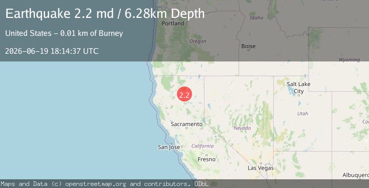 Map of 7 km S of Burney, CA