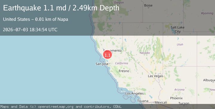 Map of 13 km NE of Napa, CA