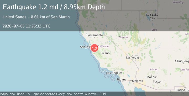 Map of 10 km NE of San Martin, CA