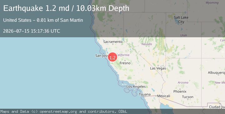 Map of 11 km NE of San Martin, CA