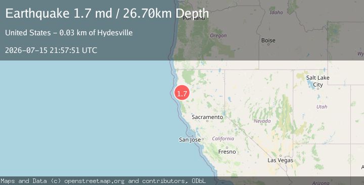 Map of 34 km E of Hydesville, CA