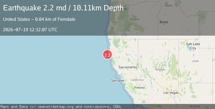 Map of 18 km WSW of Petrolia, CA