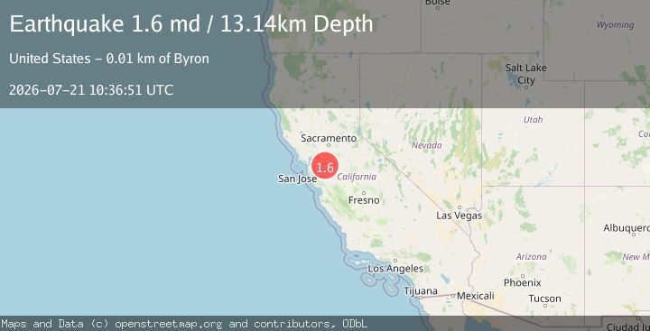 Map of 8 km SSW of Byron, CA