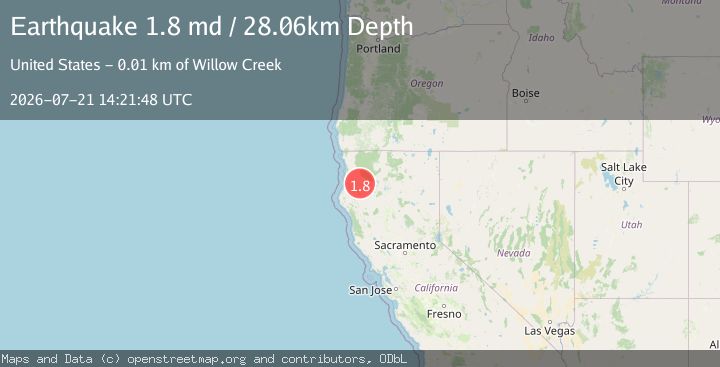 Map of 13 km E of Willow Creek, CA