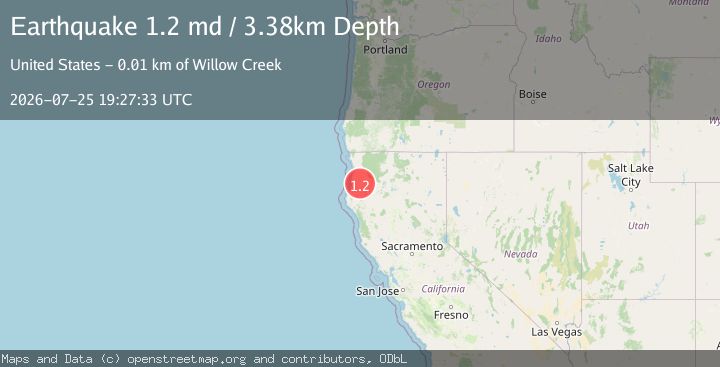 Map of 12 km WNW of Willow Creek, CA