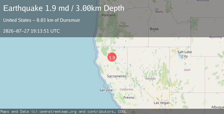 Map of 23 km WSW of Big Bend, CA