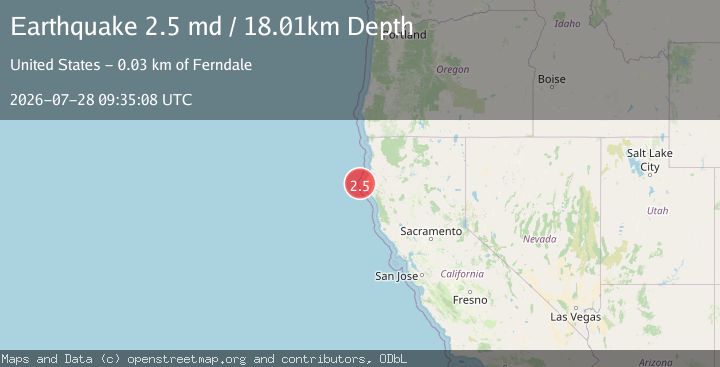 Map of 32 km WNW of Petrolia, CA