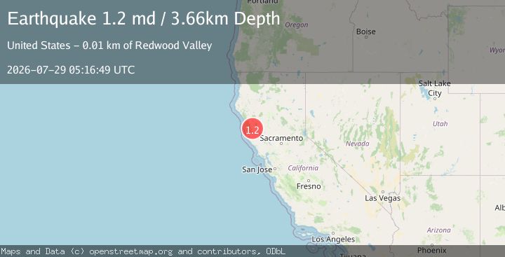 Map of 10 km NW of Redwood Valley, CA