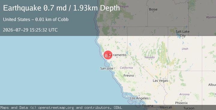 Map of 7 km WNW of Cobb, CA