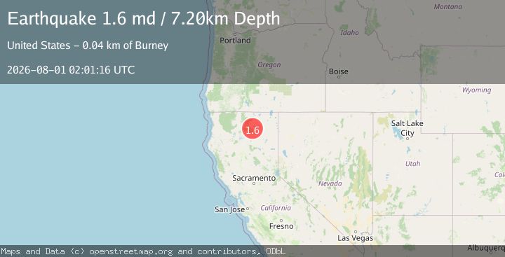 Map of 25 km NNW of McArthur, CA