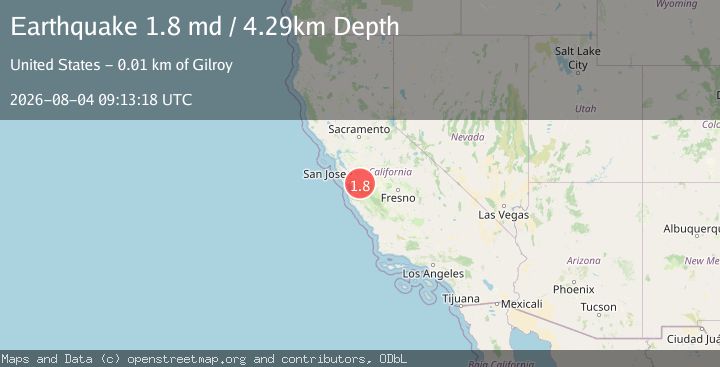 Map of 10 km ESE of Gilroy, CA