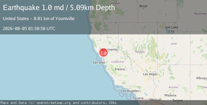 Map of 13 km NNE of Yountville, CA