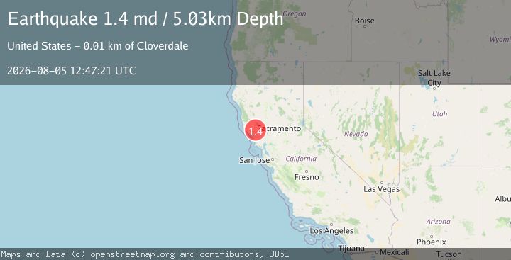 Map of 7 km SE of Cloverdale, CA