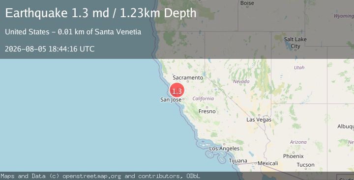 Map of 7 km ESE of Santa Venetia, CA