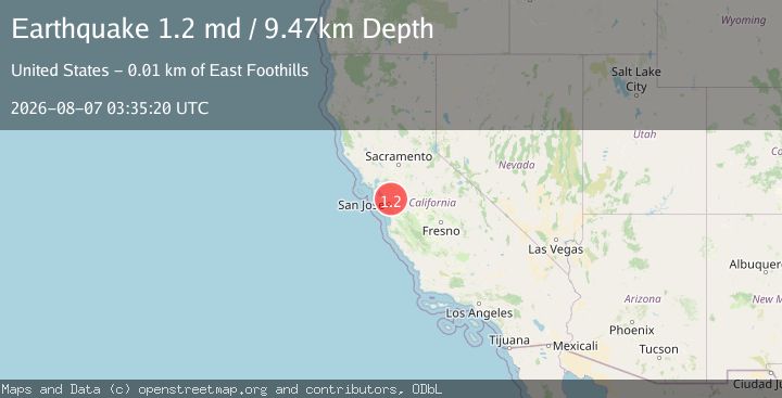 Map of 13 km ENE of Milpitas, CA