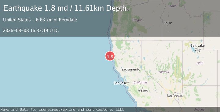 Map of 16 km W of Petrolia, CA