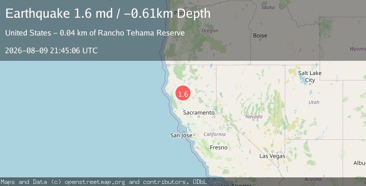 Map of 41 km WNW of Rancho Tehama Reserve, CA