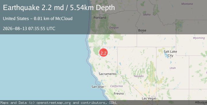 Map of 13 km NNE of McCloud, CA