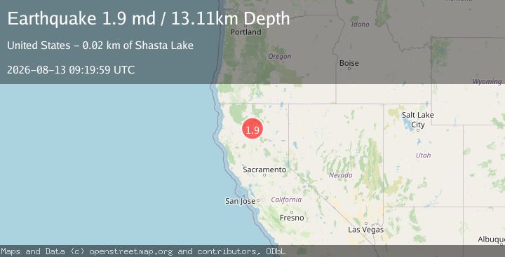Map of 21 km NNE of Shasta Lake, CA