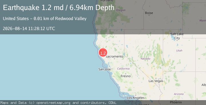 Map of 8 km NW of Redwood Valley, CA