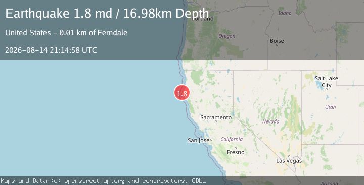 Map of 14 km WSW of Ferndale, CA