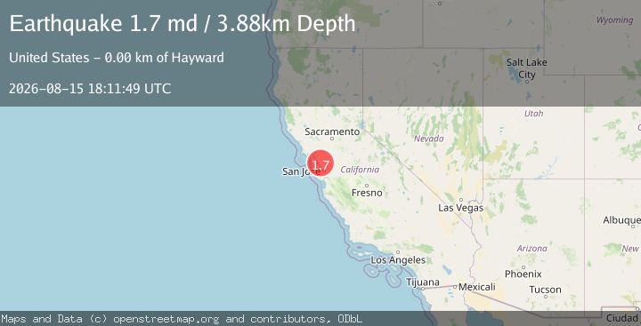 Map of 0 km NW of Hayward, CA