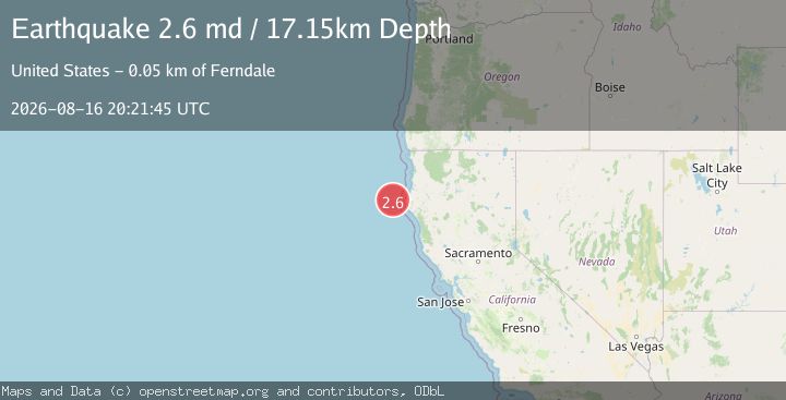 Map of 55 km W of Ferndale, CA