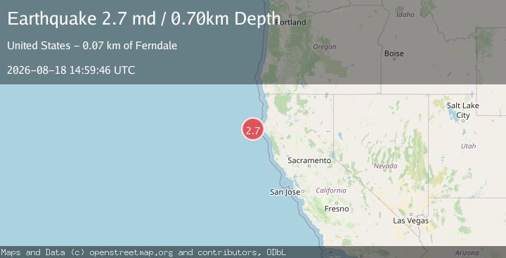 Map of 60 km W of Petrolia, CA