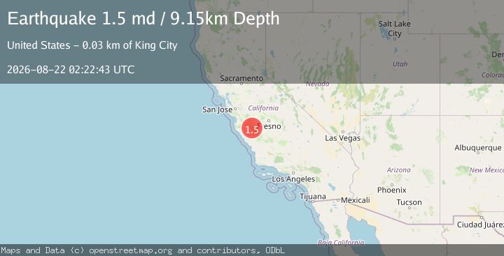 Map of 16 km WSW of New Idria, CA