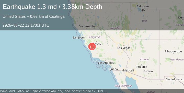Map of 22 km NW of Parkfield, CA