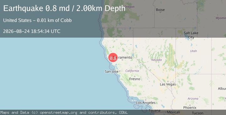 Map of 6 km WNW of Cobb, CA