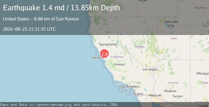 Map of 2 km W of San Ramon, CA