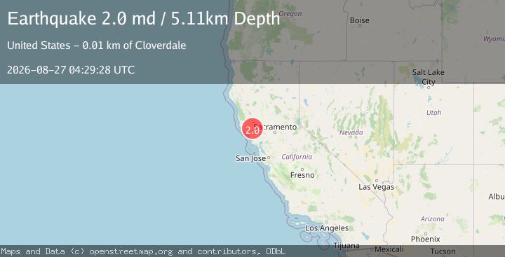 Map of 10 km ESE of Cloverdale, CA