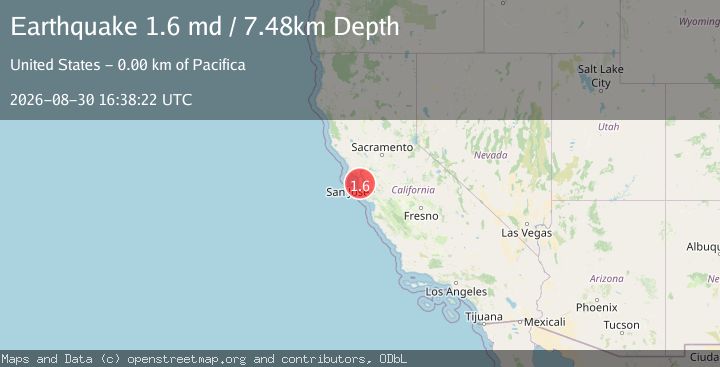 Map of 2 km ESE of Pacifica, CA