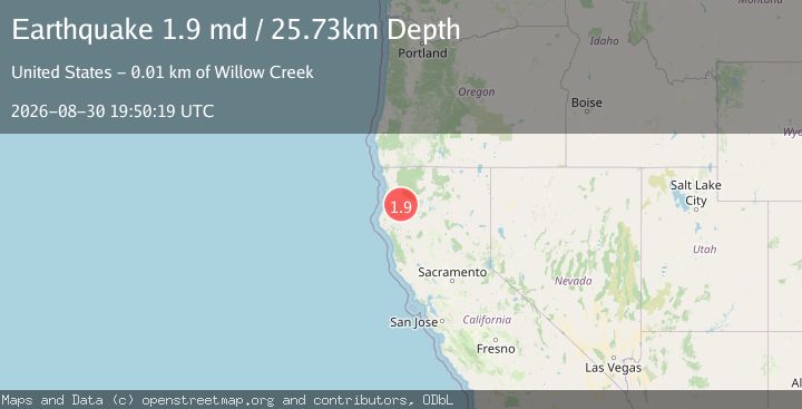 Map of 11 km ESE of Willow Creek, CA