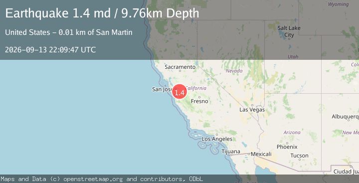Map of 10 km NE of San Martin, CA