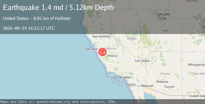 Map of 13 km NE of Hollister, CA